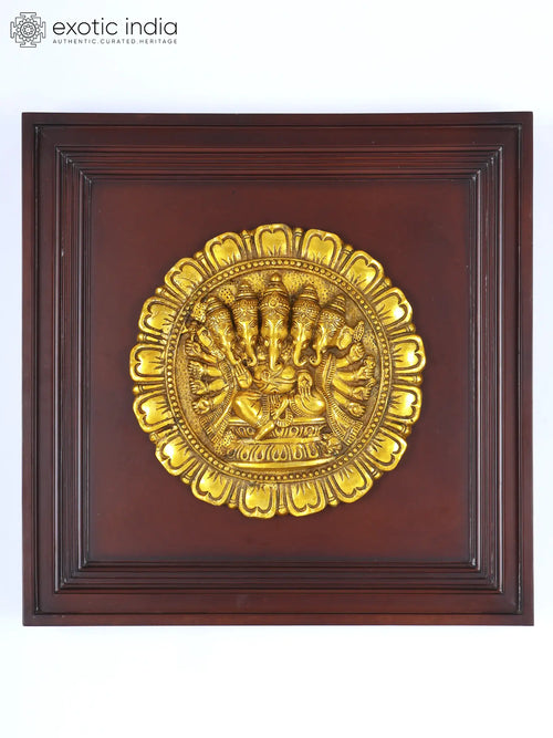 20" Panchamukhi Ganesha Brass Wall Hanging Sculpture for Home Decor
