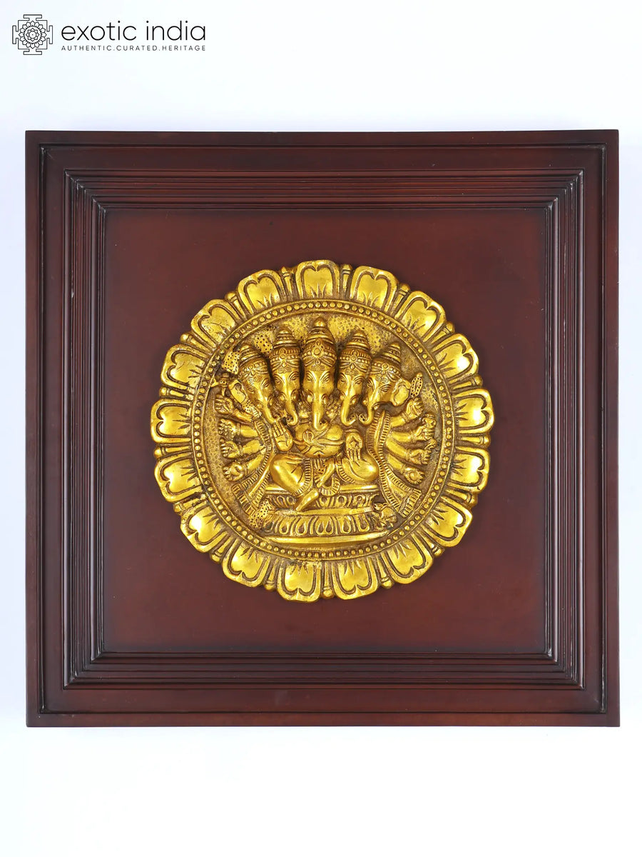 20" Panchamukhi Ganesha Brass Wall Hanging Sculpture for Home Decor