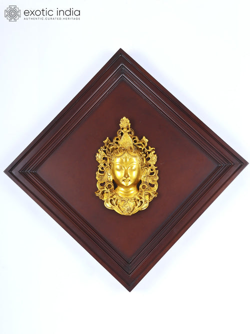 20" Goddess Tara Brass Mask Wall Hanging Sculpture