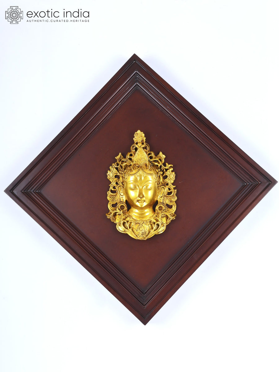 20" Goddess Tara Brass Mask Wall Hanging Sculpture