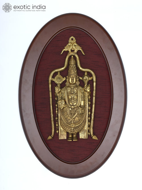 31" Lord Tirupati Balaji Venkateshvara Brass Wall Hanging Sculpture
