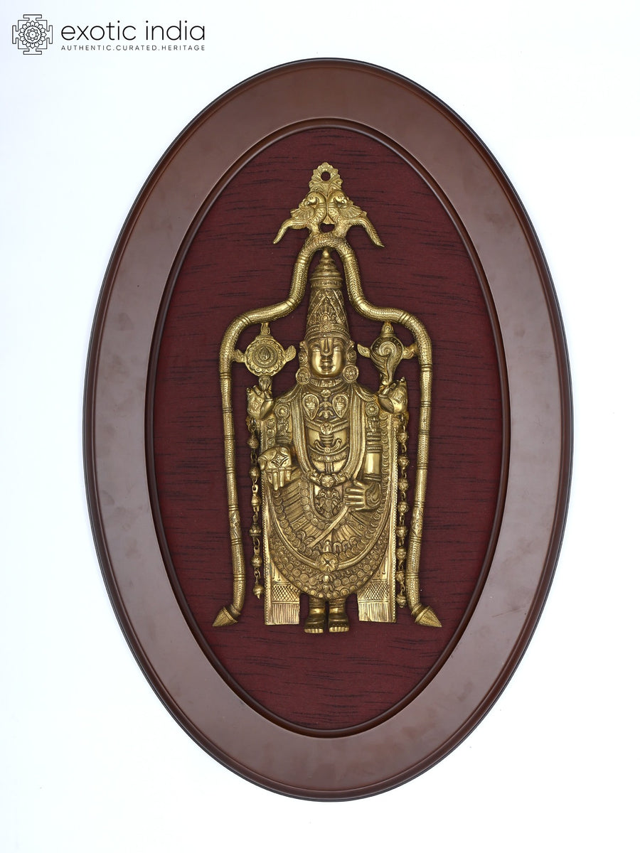 31" Lord Tirupati Balaji Venkateshvara Brass Wall Hanging Sculpture