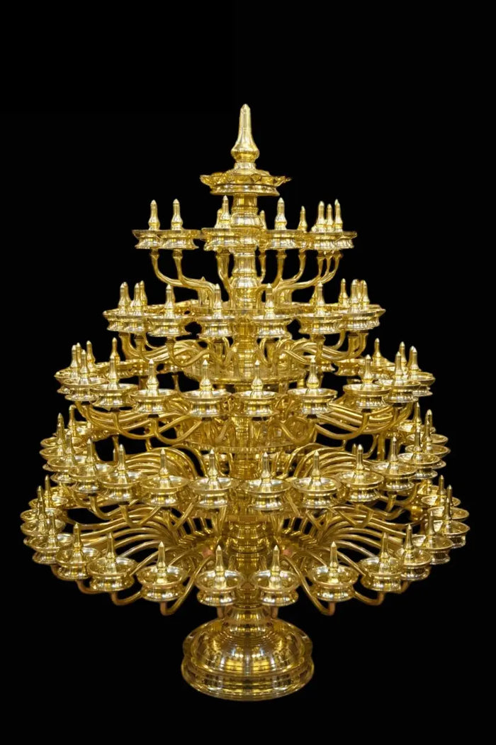 60" Large Brass Pooja Lamp | Ritual And Oil Lamp | Award Winner Artist | Handcrafted