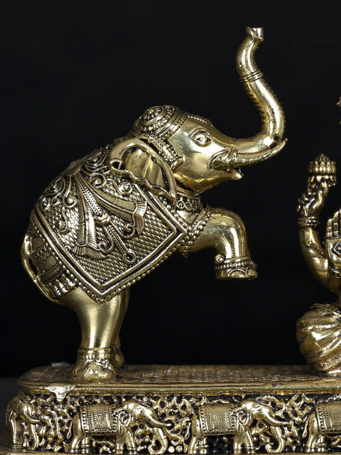 8" Superfine Goddess Gajalakshmi | Brass Statue