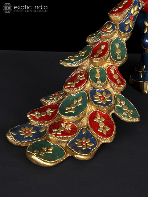 11" Beautiful Peacock in Brass with Inlay Work | Table Decor