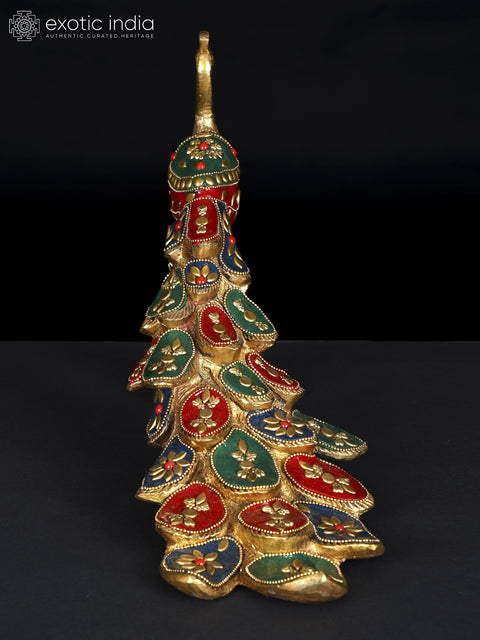 11" Beautiful Peacock in Brass with Inlay Work | Table Decor