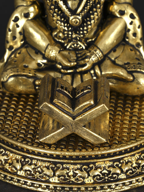 3" Small Superfine Lord Hanuman Meditating with Ram Naam Book | Brass Statue
