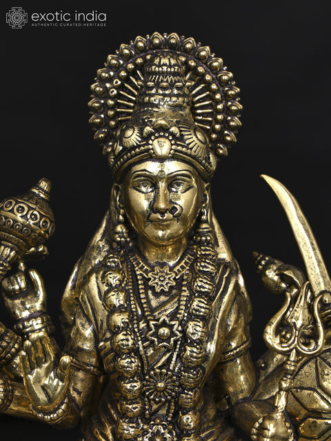 9" Superfine Sherawali Maa (Goddess Durga) | Brass Statue