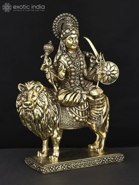 9" Superfine Sherawali Maa (Goddess Durga) | Brass Statue