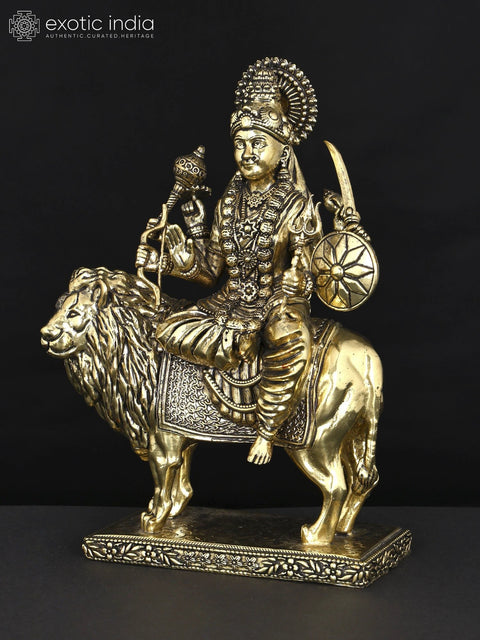 9" Superfine Sherawali Maa (Goddess Durga) | Brass Statue