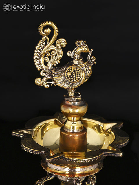 16" Superfine Designer Peacock Lamp in Brass