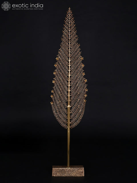 55" Big Leaves Shap Tree In Brass | Brass Tree For Home