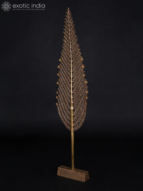 55" Big Leaves Shap Tree In Brass | Brass Tree For Home