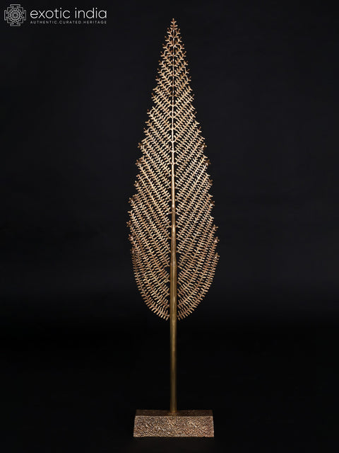 55" Big Leaves Shap Tree In Brass | Brass Tree For Home