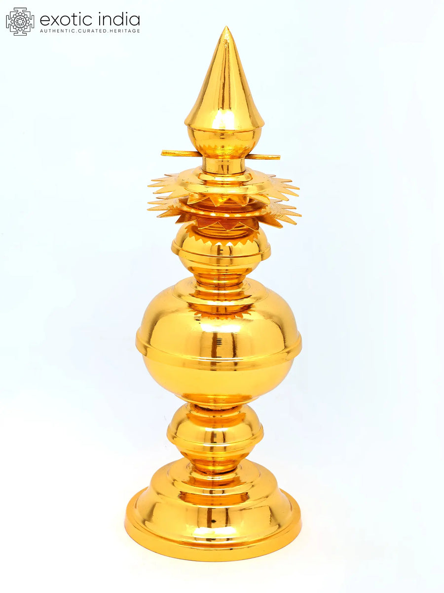 Brass Temple Gopura Kalasam with Gold Plating Statue