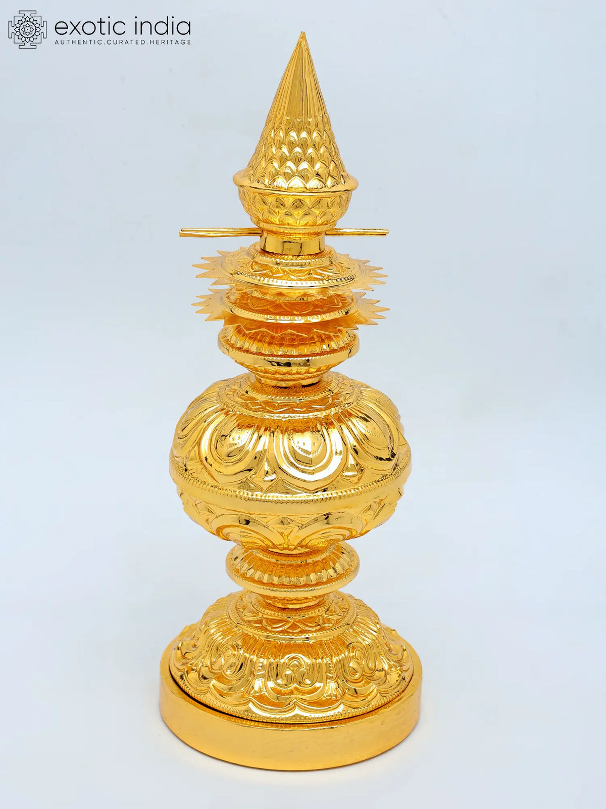 Brass Temple Kalash Statue with Gold Plating