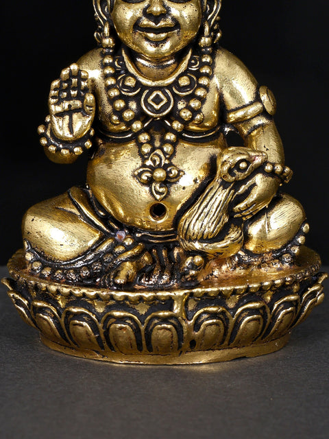 2" Small Superfine Blessing Lord Kubera | Brass Statue