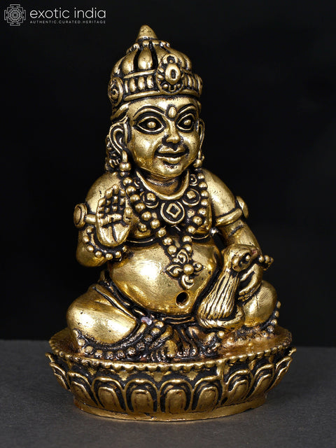 2" Small Superfine Blessing Lord Kubera | Brass Statue