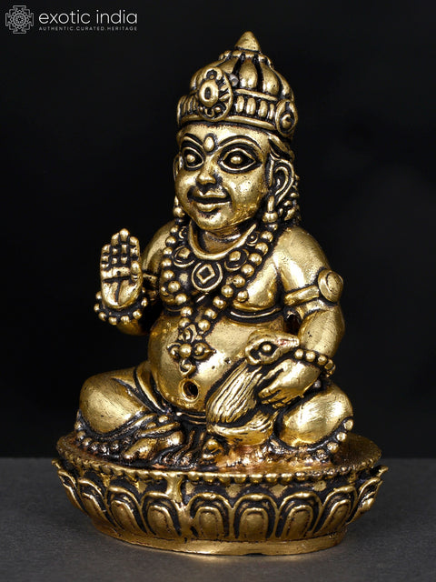 2" Small Superfine Blessing Lord Kubera | Brass Statue