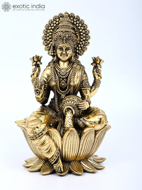 7" Superfine Blessing Ganesha - Lakshmi Pair | Brass Statues