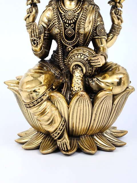 7" Superfine Blessing Ganesha - Lakshmi Pair | Brass Statues