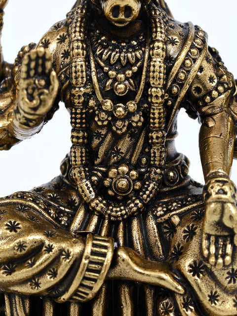 4" Small Superfine Eight Armed Sitting Goddess Varahi | Brass Statue