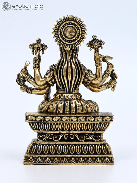 4" Small Superfine Eight Armed Sitting Goddess Varahi | Brass Statue
