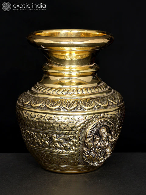 5" Superfine Goddess Lakshmi Kalash in Brass