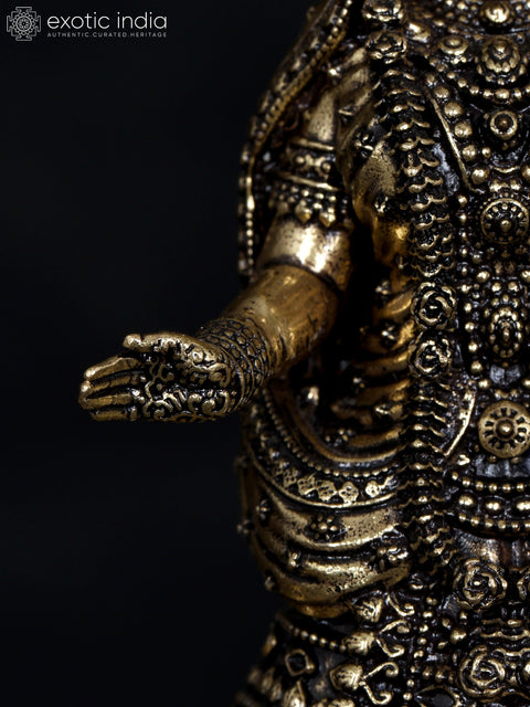 5" Small Superfine Goddess Ganga with Her Vahana Makar | Brass Statue