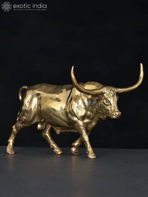 5" Small Superfine Angry Bull | Brass Statue