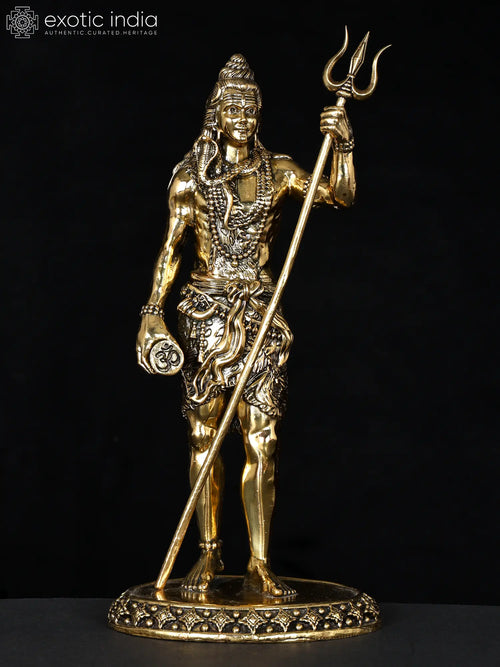 Superfine Standing Lord Shiva Brass Statue for Pooja