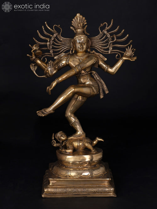 30" Large Nataraja Dancing Shiva Brass Statue for Home Decor