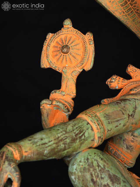 28" Lord Vishnu Seated on Sheshnag | Brass Statue