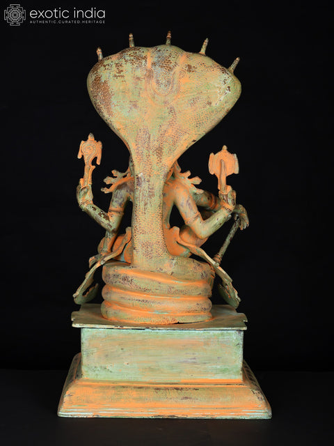 28" Lord Vishnu Seated on Sheshnag | Brass Statue