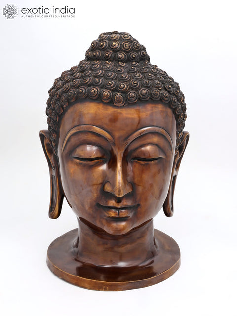 21" Lord Buddha Head | Brass Statue