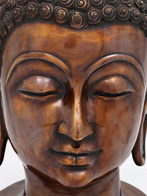 21" Lord Buddha Head | Brass Statue