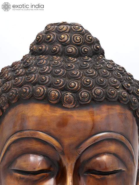 21" Lord Buddha Head | Brass Statue