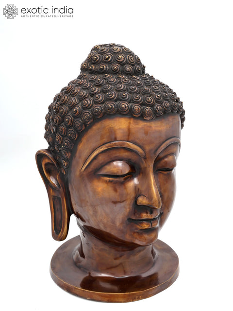 21" Lord Buddha Head | Brass Statue