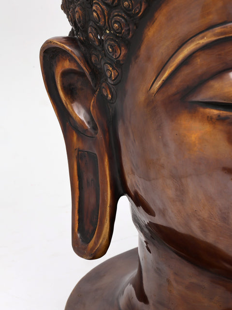 21" Lord Buddha Head | Brass Statue