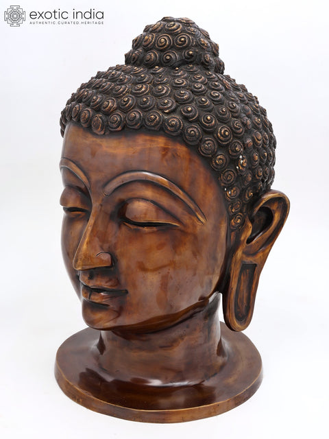 21" Lord Buddha Head | Brass Statue