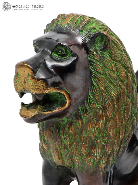 17" Brass Pair of Lions | Decorative Statues