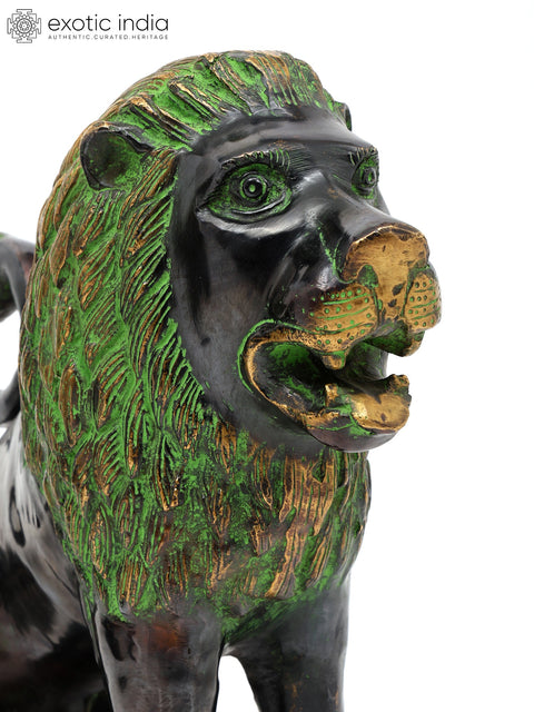 17" Brass Pair of Lions | Decorative Statues