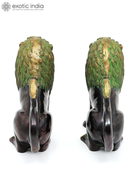 17" Brass Pair of Lions | Decorative Statues