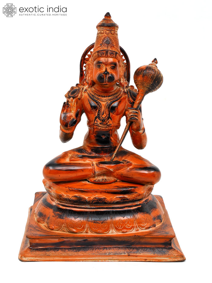 18" Sindoor Red Hanuman Blessing Brass Statue for Pooja