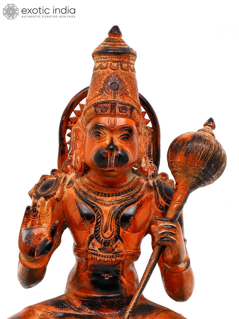 18" Sindoori Colored Blessing Lord Hanuman | Brass Statue