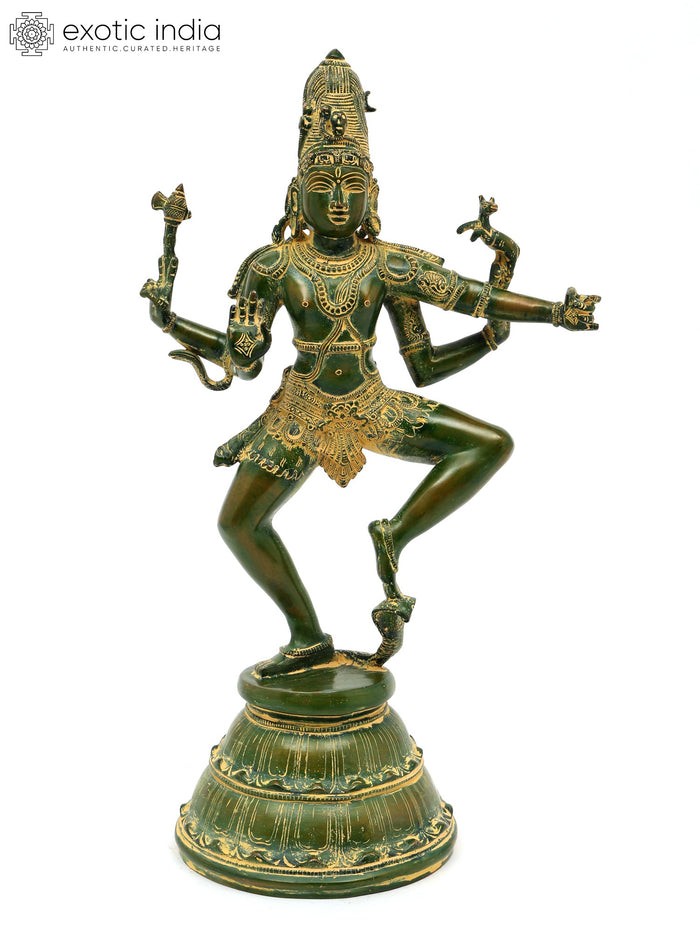 22" Dancing Lord Shiva Four Armed Brass Statue