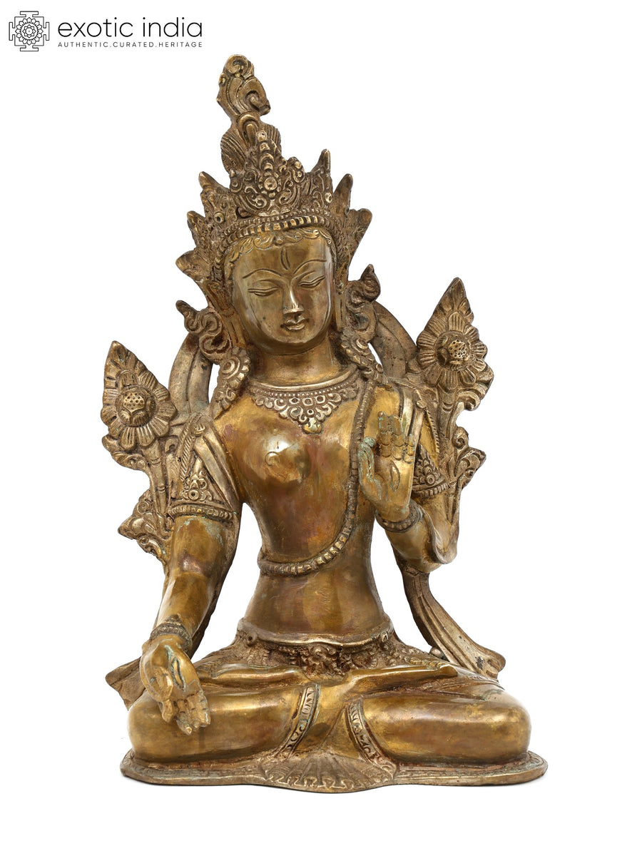 10" White Tara Tibetan Buddhist Goddess Brass Statue