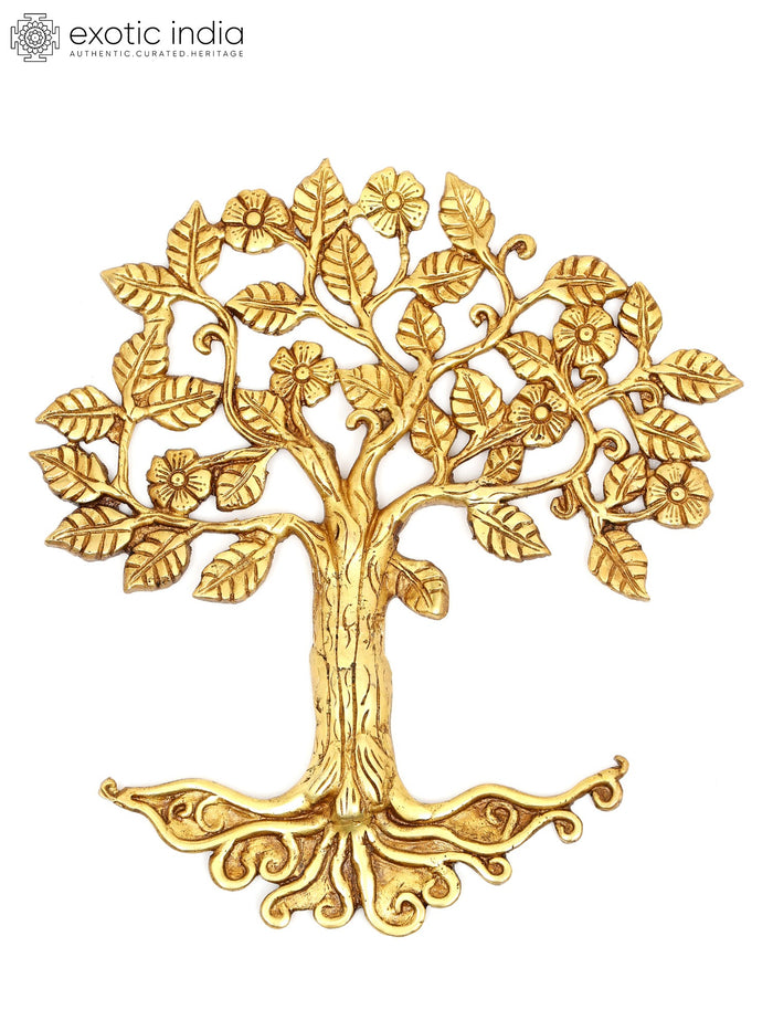 13" Brass Tree of Life Wall Hanging for Home Decor