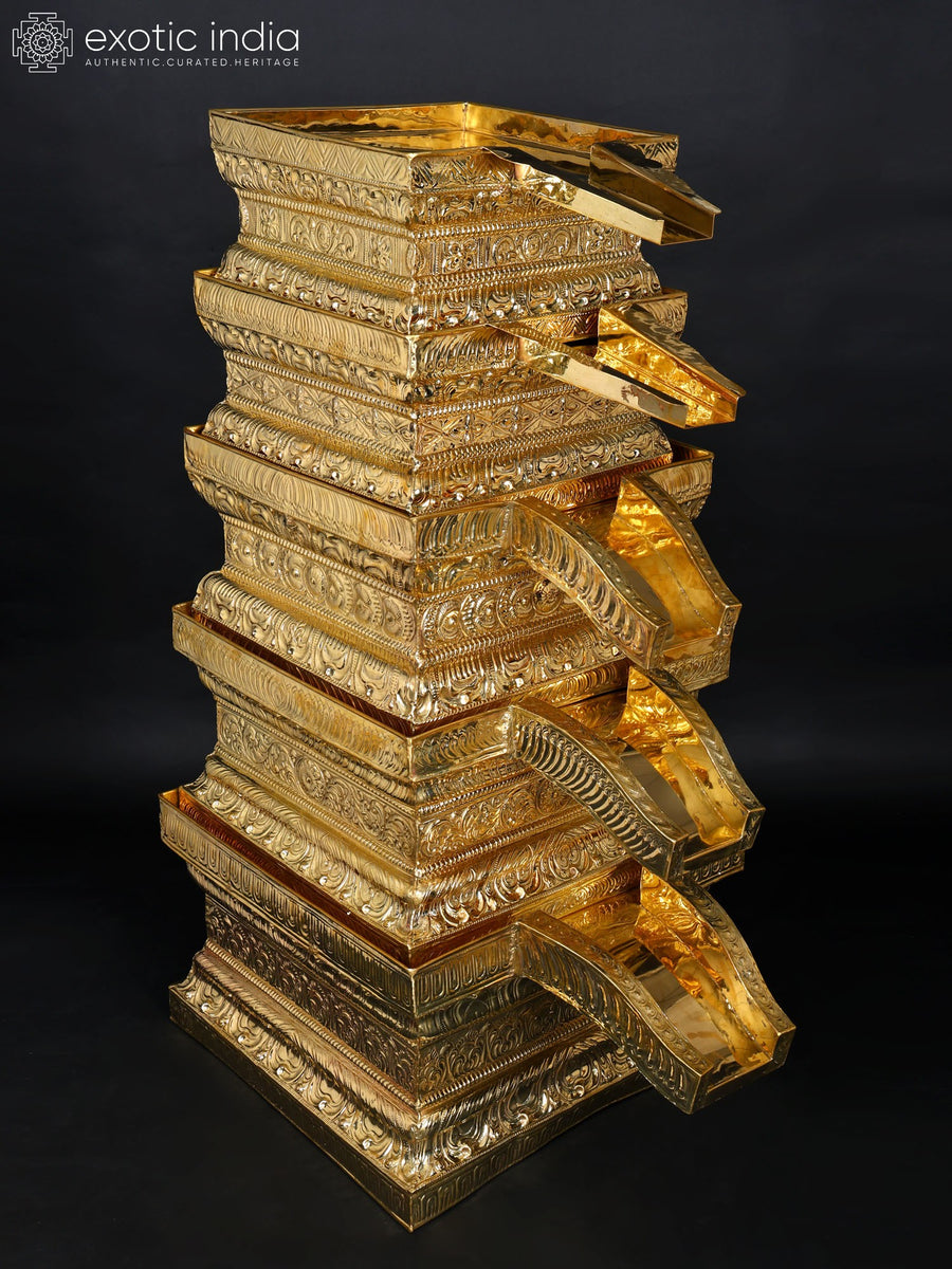 52" Large Brass Abhishek Patras Set of Five for Pooja