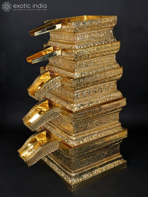 52" Large Set of Five Abhishek Patras in Brass